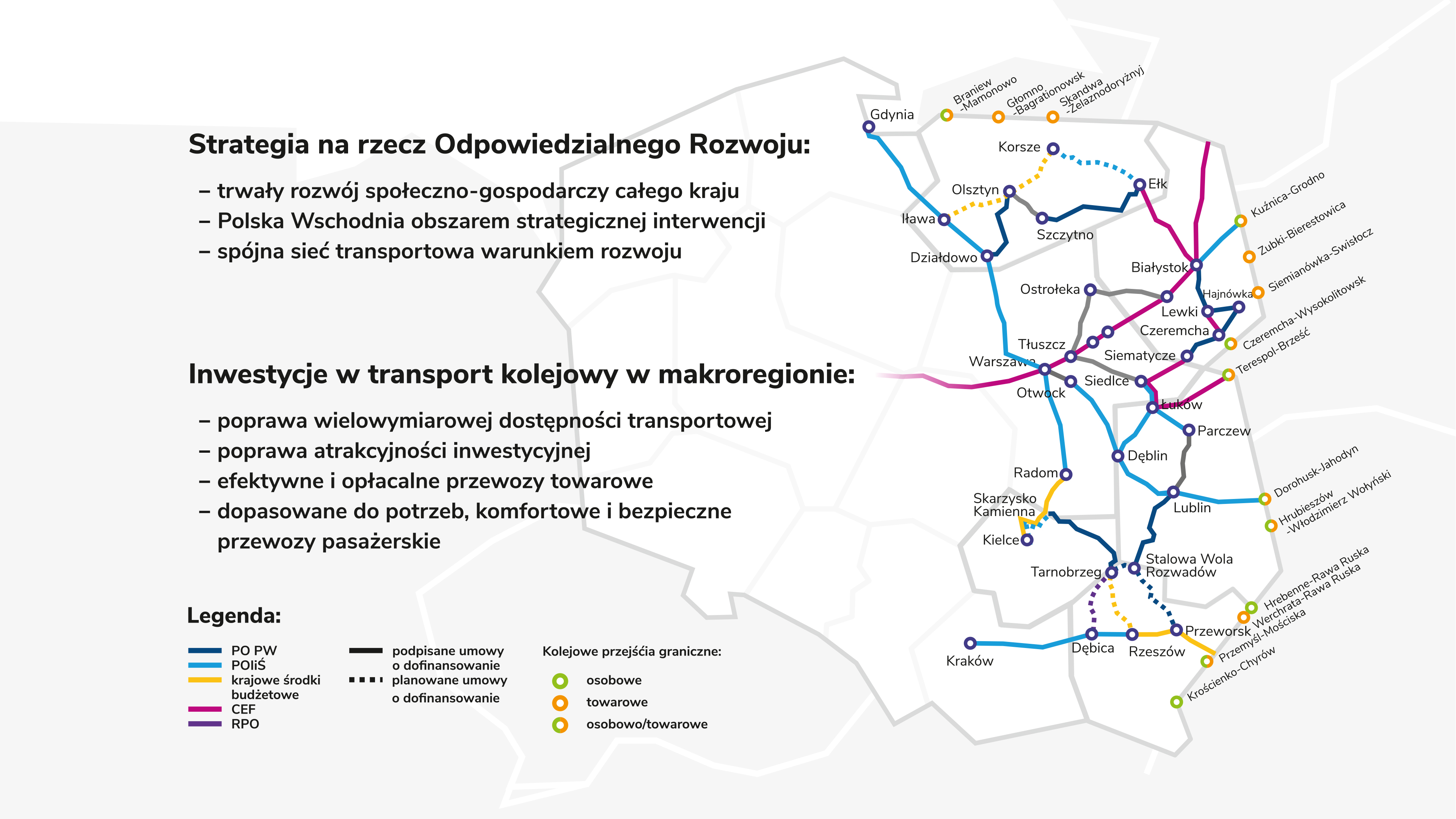 Mapa inwestycji kolejowych w Polsce Wschodniej